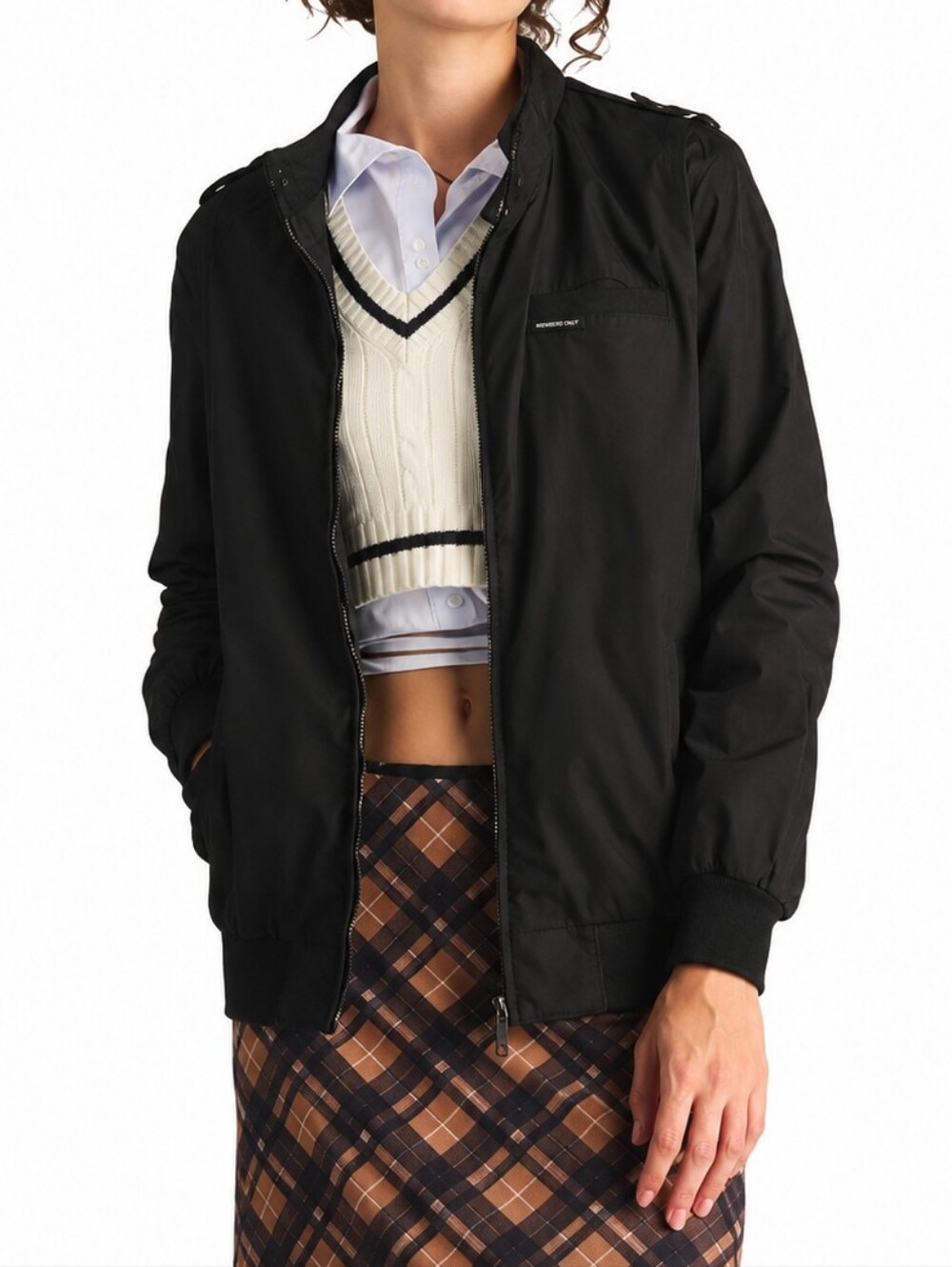 Members Only Woman's Black Racer Jacket Slim Fit